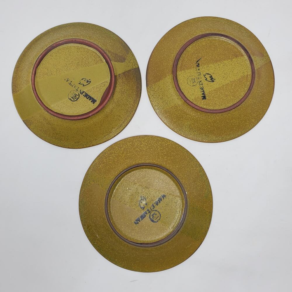 Ceramic Set of 3 Cups and Saucers - Earth Tone Asian-Inspired Tea Coffee Set - Picture 3 of 10